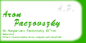 aron paczovszky business card
